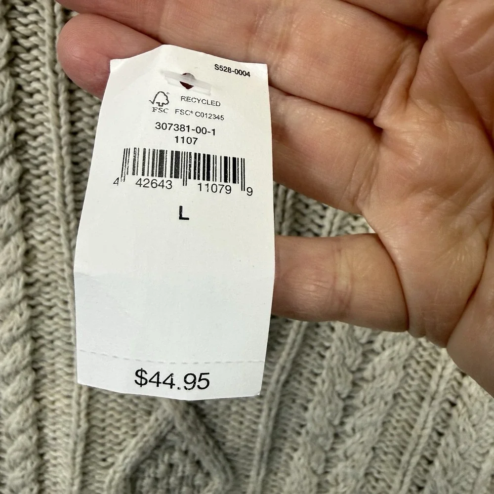 Gap Kids‎ Ivory Cable Knit Sweater 1/4 Button Down Size Large NWT